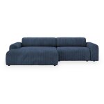 Sofia - canap dangle en velours gros ctel bleu - angle gauche