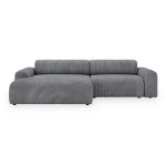 Sofia - canap dangle en velours gros ctel gris fonc - angle gauche