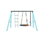Sogeshome balancoire - portique mtal 3 - 8 ans ensemble jeux avec tyrolienne escalade & balanoire rglable ...