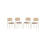 Sogeshome chaise rotin set 4 pices pieds mtal design bois naturel brun