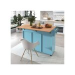Sogeshome desserte de cuisine - billot de cuisine 129x71x915cm - plateau bois pliable portes de rangement ...