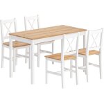 Sogeshome ensemble de table de salle à manger avec 4 chaises en bois mdf design simple pour la salle ... Sogeshome ensemble de table de salle à manger avec 4 chaises en bois mdf design simple pour la salle ...