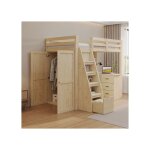 Sogeshome lit combine 90x200 chelle scurit rangement garde - robe intgre traitement antichoc sans ...