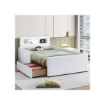 Sogeshome lit combine enfant 90x200 scurit bord relev + port usb / veilleuse rangements intgrs blanc ...