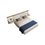 Sogeshome lit complet - meuble et sommier et matelas double 160x200cm - 2 tables nuit led / usb - c intégrées ... Sogeshome lit complet - meuble et sommier et matelas double 160x200cm - 2 tables nuit led / usb - c intégrées ...