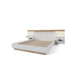 Sogeshome lit complet - meuble et sommier et matelas double 180x200cm - tables nuit led / usb - c intégrées ... Sogeshome lit complet - meuble et sommier et matelas double 180x200cm - tables nuit led / usb - c intégrées ...