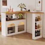 Sogeshome mange debout table de bar extensible blanc 138 - 193x39x105cm table haute pivotante led rgb(16 ...