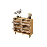 Sogeshome meuble a chaussures 4 tiroirs rotin style campagne poignes mtal 100x25x90 cm