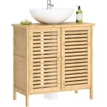 Sogeshome meuble de salle de bain avec 2 tagres en bambou - charge maximale : 30 kg - 60 x 30 cm