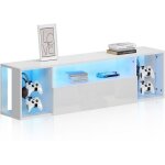 Sogeshome meuble tv suspendu pour centre de divertissement avec lumires led 140cm banc tv mural avec ...