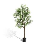 Sogeshome olivier artificiel de 120 cm 550 feuilles et 22 fruits en tissu de soie pvc