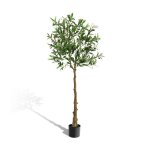 Sogeshome olivier artificiel de 150 cm 650 feuilles et 26 fruits en tissu de soie pvc