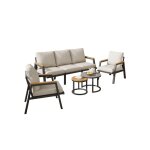 Sogeshome salon bas de jardin canap 3 places 2 fauteuils 2 tables (marbre & bois composite) acier zingu ...