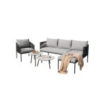 Sogeshome salon bas de jardin set angle (canap + fauteuil + 2 tables) gris