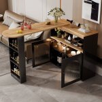 Sogeshome table de bar extensible 138 - 193x39x105cm noir table haute pivotante led (16 couleurs) avec ... Sogeshome table de bar extensible 138 - 193x39x105cm noir table haute pivotante led (16 couleurs) avec ...