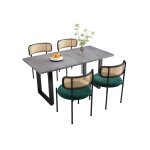 Sogeshome table a manger avec chaises 5 pices 4 chaises velours & table rectangulaire couleurs gris ...