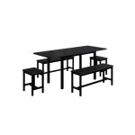 Sogeshome table a manger avec chaises set 1 extensible table + 4 chaises 160 / 120x70x75 cm noir