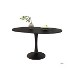 Sogeshome table a manger extensible forme ovale plateau noir 100 - 140x100x75cm