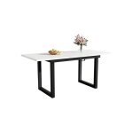 Sogeshome table a manger extensible style industriel mdf blanc / noir 140 - 180x80x75cm Sogeshome table a manger extensible style industriel mdf blanc / noir 140 - 180x80x75cm