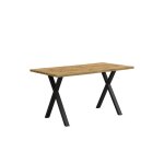 Sogeshome table a manger fer forgé pieds croisés effet chêne & noir 140x80x76 cm Sogeshome table a manger fer forgé pieds croisés effet chêne & noir 140x80x76 cm