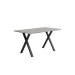 Sogeshome table a manger rectangulaire fer forgé pieds croisés effet béton noir 140x80x76cm Sogeshome table a manger rectangulaire fer forgé pieds croisés effet béton noir 140x80x76cm