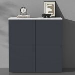 Doporro buffet commode 100 cm meuble de rangement blanc mat et gris noir mat placard salon salle � manger ...