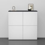 Sogood buffet commode 100 cm meuble de rangement gris noir mat et blanc mat placard salon salle  manger ...