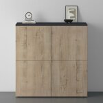 Sogood buffet commode 100cm meuble de rangement gris noir mat et chne grge placard salon salle  manger ...