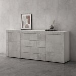 Doporro buffet commode 167 cm meuble de rangement blanc mat et b�ton placard salon salle � manger 2 portes ...