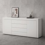 Doporro buffet commode 167 cm meuble de rangement blanc mat placard salon salle � manger 2 portes et ...