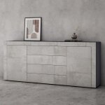 Sogood buffet commode 167 cm meuble de rangement gris noir mat et b�ton placard salon salle � manger ...