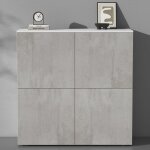 Sogood buffet commode 76 cm meuble de rangement blanc mat et b�ton placard salon salle � manger 4 portes ...