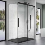 Sogood cabine de douche transparent noir 90x130 paroi de douche avec porte coulissante verre de scurit ...