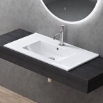 Doporro lavabo  encastrer blanc vasque en cramique lave mains rectangulaire de qualit pour salle de ...