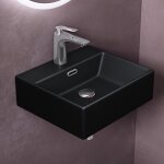 Sogood lavabo  poser noir mat vasque suspendu en cramique lave mains rectangulaire pour salle de bain ...