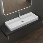 Doporro lavabo vasque Évier à poser en fonte minerale blanc avec trop - plein et perçage pour robinet ... Doporro lavabo vasque Évier à poser en fonte minerale blanc avec trop - plein et perçage pour robinet ...