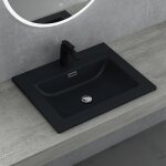 Doporro lavabo vasque gris noir mat 60cm  encastrer colossum02 fonte minrale solid surface 60x48x12cm ...
