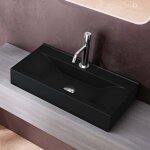Doporro lavabo vasque  poser ou monter au mur lave mains suspendu design brssel108g 62x32x11cm noir ...