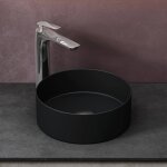 Doporro lavabo vasque � poser noir mat 31x31x11 cm lave mains rond en c�ramique rev�tement nano easy ...