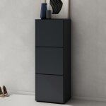 Sogood meuble � chaussures gris noir mat 45x120cm rangement armoire � chaussures 6 compartiments range ...