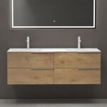 Sogood meuble de salle de bains 144 cm avec double lavabo ensemble de 3 pièces vasque miroir led et meuble ... Sogood meuble de salle de bains 144 cm avec double lavabo ensemble de 3 pièces vasque miroir led et meuble ...
