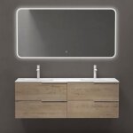 Sogood meuble de salle de bains 144 cm avec double lavabo ensemble de 3 pièces vasque miroir led et meuble ... Sogood meuble de salle de bains 144 cm avec double lavabo ensemble de 3 pièces vasque miroir led et meuble ...