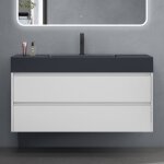 Sogood meuble de salle de bain blanc mat ensemble de 2 pi�ces meuble avec lavabo anthracite 120cm design ...