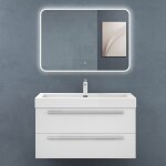 Sogood meuble de salle de bains blanc mat ensemble de 2 pièces meuble suspendu avec lavabo 100 cm design ... Sogood meuble de salle de bains blanc mat ensemble de 2 pièces meuble suspendu avec lavabo 100 cm design ...