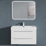Sogood meuble de salle de bains blanc mat ensemble de 2 pièces meuble suspendu avec lavabo 90 cm design ... Sogood meuble de salle de bains blanc mat ensemble de 2 pièces meuble suspendu avec lavabo 90 cm design ...