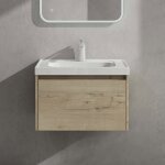 Sogood meuble de salle de bains ch�ne blanc clair ensemble de 2 pi�ces meuble suspendu avec lavabo 60cm ...