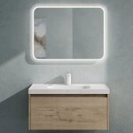 Sogood meuble de salle de bains chne blanc clair ensemble de 2 pices meuble suspendu avec lavabo 80cm ...
