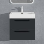 Sogood meuble de salle de bains gris noir mat ensemble de 2 pi�ces meuble suspendu avec lavabo 60 cm ...
