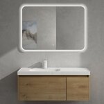 Sogood meuble de salle de bains marron clair ensemble de 2 pices meuble suspendu avec lavabo 100cm avec ...