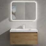 Sogood meuble de salle de bains marron clair ensemble de 2 pices meuble suspendu avec lavabo 80cm avec ...